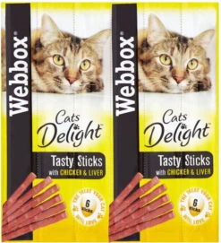 72 X Webbox Cats Delight Tasty Sticks Chicken & Liver