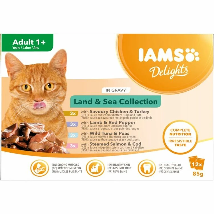 Iams Delights Land And Sea Collection In Gravy Adult Wet Cat Food 3 Iams Delights Land And Sea Collection In Gravy Adult Wet Cat Food