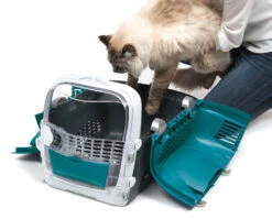 Catit Cabrio Carrier Turquoise -Purry Food Sales Store 41371 cabrio turquoise with cat