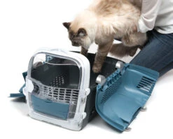 Catit Cabrio Cat Carrier Blue-Grey -Purry Food Sales Store 41372 cabrio blue gray with cat