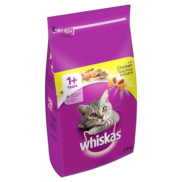 Whiskas 1+ Cat Complete Dry With Chicken 3.8kg 3 Whiskas 1+ Cat Complete Dry With Chicken 3.8kg