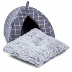 Petface Grey Window Pane Check Cat Igloo -Purry Food Sales Store 5aa7e48530b610.05287088