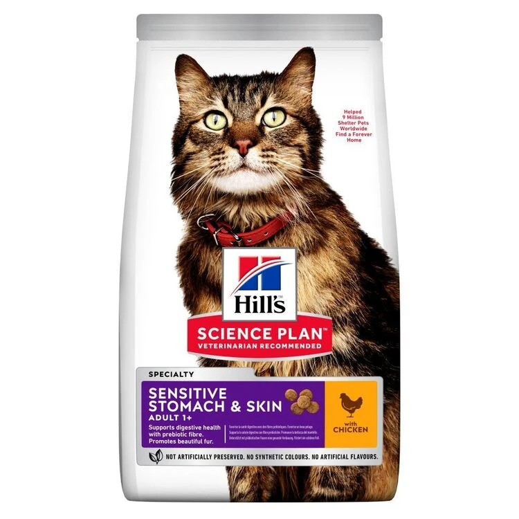 Hill's Science Plan Adult Sensitive Stomach & Skin Dry Cat Food Chicken 7kg 3 Hill's Science Plan Adult Sensitive Stomach & Skin Dry Cat Food Chicken 7kg