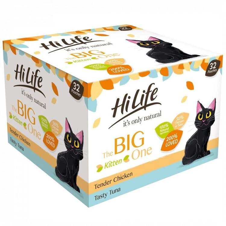 HiLife It’s Only Natural The Big One Kitten Mixed Complete Wet Cat Food Pouches 32 X 70g 3 HiLife It’s Only Natural The Big One Kitten Mixed Complete Wet Cat Food Pouches 32 X 70g