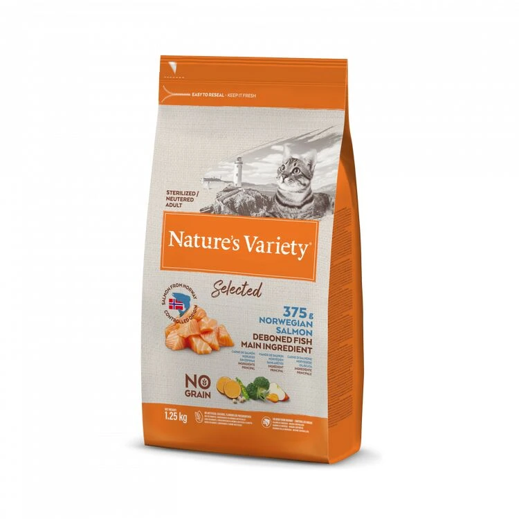 Nature's Variety Selected Dry Adult Sterilized Cat Food Norwegian Salmon 1.25kg 3 Nature's Variety Selected Dry Adult Sterilized Cat Food Norwegian Salmon 1.25kg