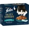 48 X 80g Felix Tasty Shreds Fish Selection In Gravy Cat Food