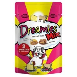 8 X 60g Dreamies Cat Treats Mix With Beef & Cheese