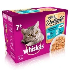 Whiskas 7+ Cat Food Pouches Pure Delight Fish Selection In Jelly
